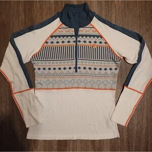 Kari Traa Medium Base Layer Half Zip Long Sleeve Thermal Shirt Cream White